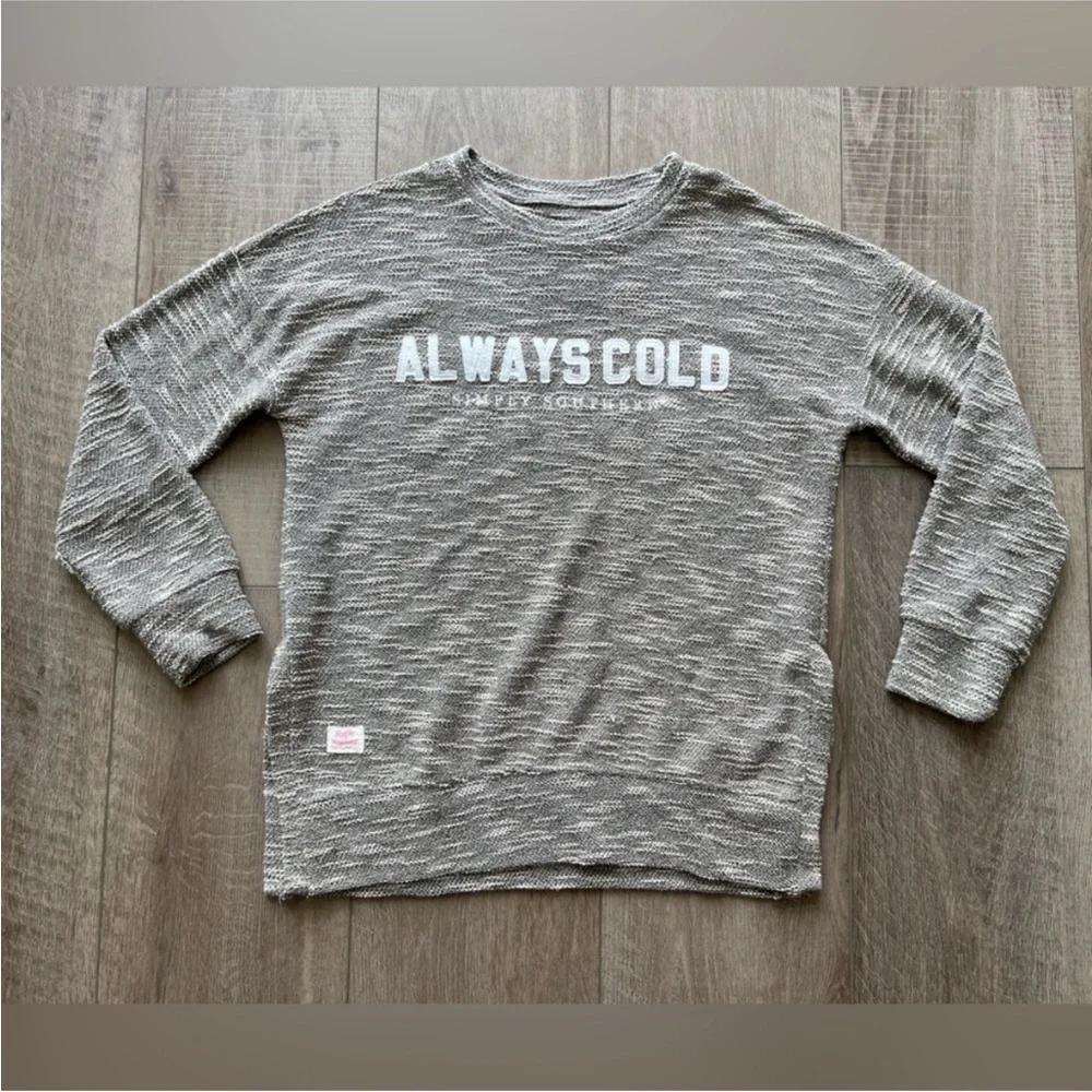 Simply Southern Soft Terry Always Cold Crew Sweatshirt in Gray Size Medium - Picture 2 of 9